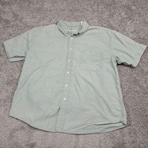 St Johns Bay Mens XL Vintage Sage Green Short Sleeve Button Down Cotton Shirt